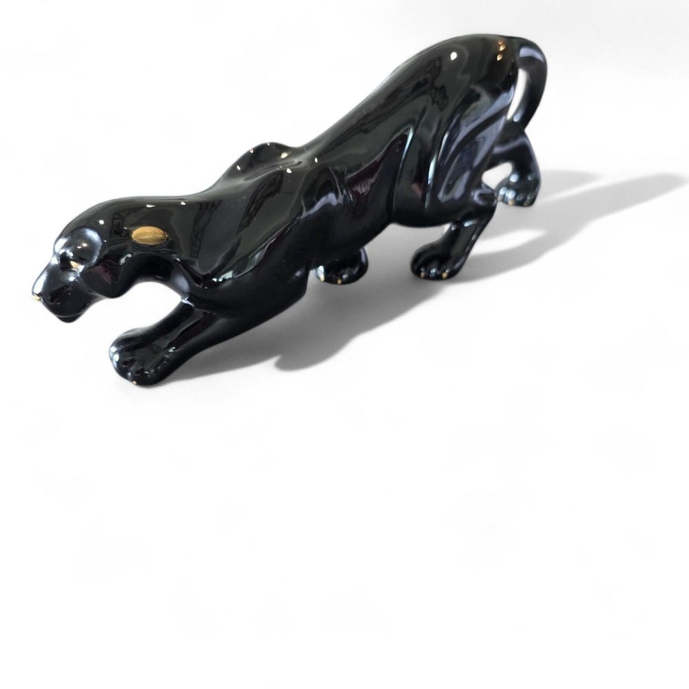 Lenox Cat MCM 1994 Fine Porcelain 24k Gold Details Panther Midnight Prowl 9" - Picture 11 of 13